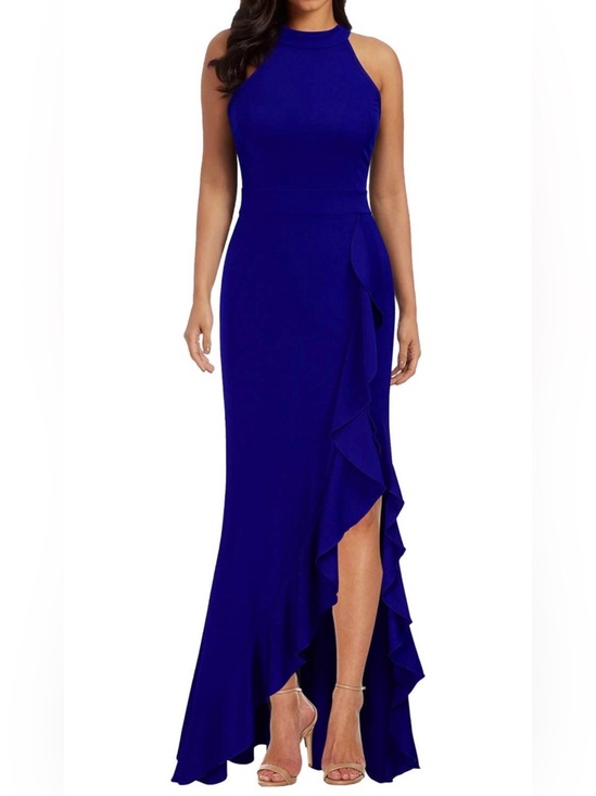 Dresses & Skirts - Royal Blue Halter Ruffle Mermaid Dress - Women
